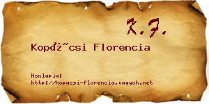 Kopácsi Florencia névjegykártya